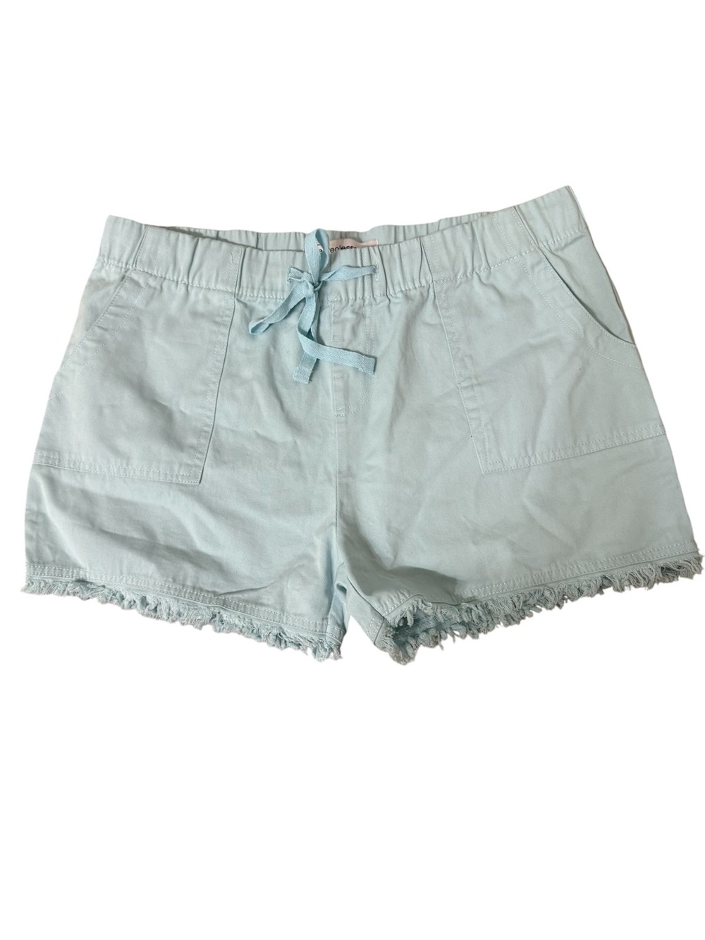 Light Green Frayed Hem Women's Shorts